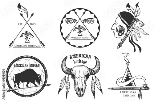 Set of american indian emblems