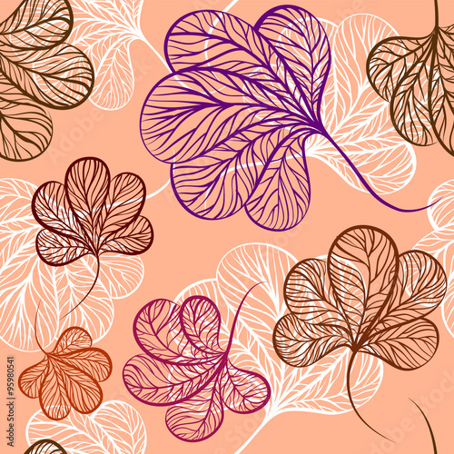 Seamless vector leafs pattern.