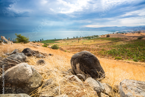 Fotografiet Galilee panorama taken from Mount of Beatitudes