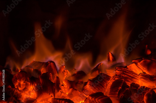 Hot coals in the fire