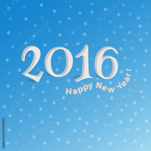 3d text design of happy new year 2016. Vector illustration.