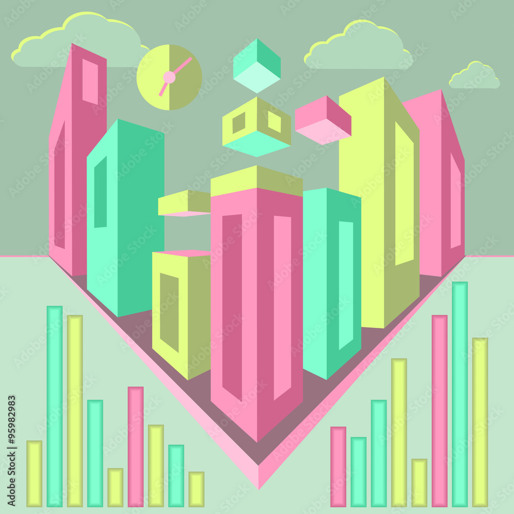 Obraz premium Creative abstract 3D city. Vector illustration.
