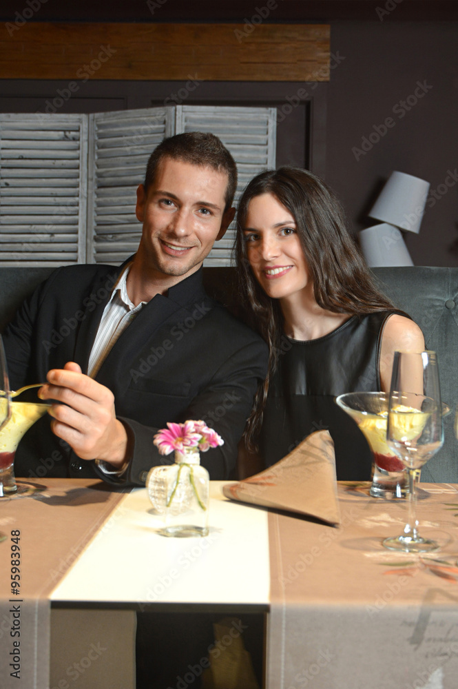 couple in love dining at an elegant restaurant couple in love dining at an elegant restaurant