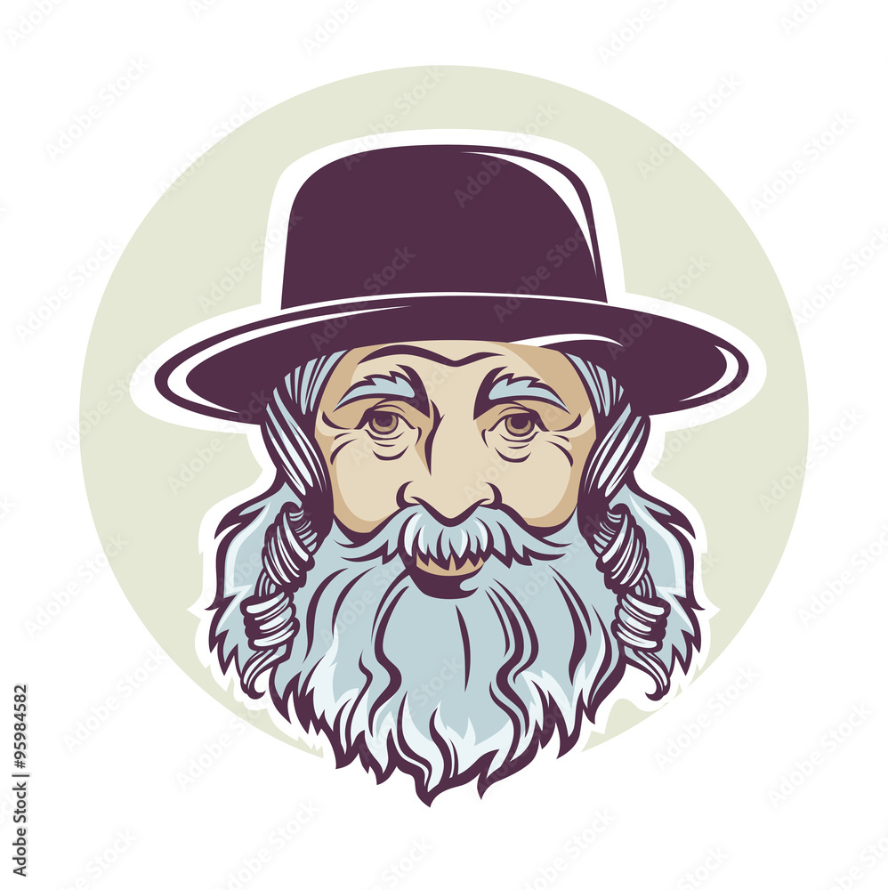 old jewish man, vector portrait or avatar old jewish man, vector portrait or avatar