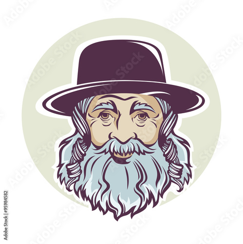 old jewish man, vector portrait or avatar