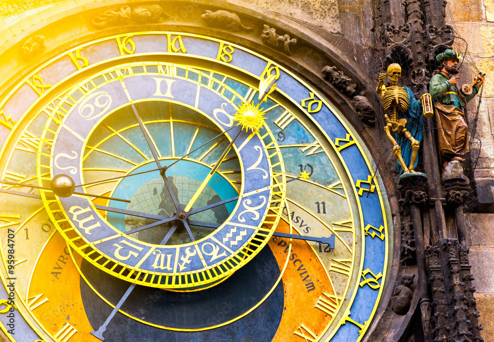 Astronomical Clock Orloj in the Old Square of Prague. Czech Repu