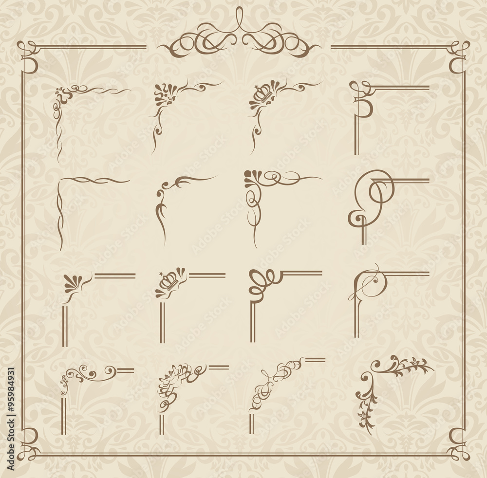 Naklejka premium decorative gold frame set Vector