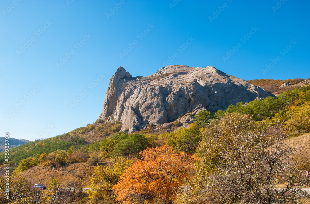 The tops of the Crimean mountains in autumn