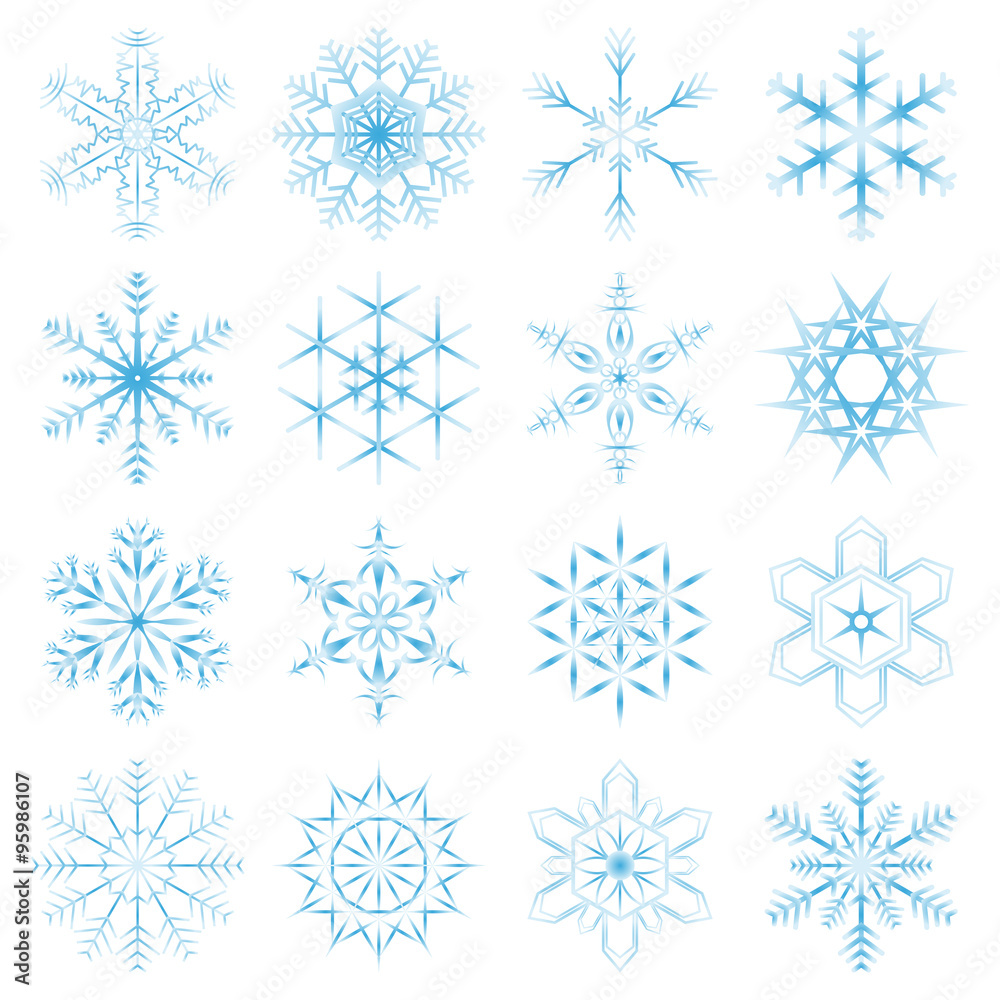 collection of blue snow flakes