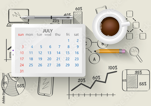 Planning calendar in the computer tablet