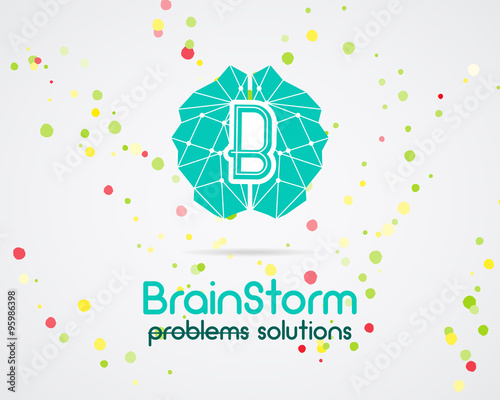 Brainstorm, brain, creation and idea logo template and elements. Solve problems business company logotype. Creative agency brand identity. Vector