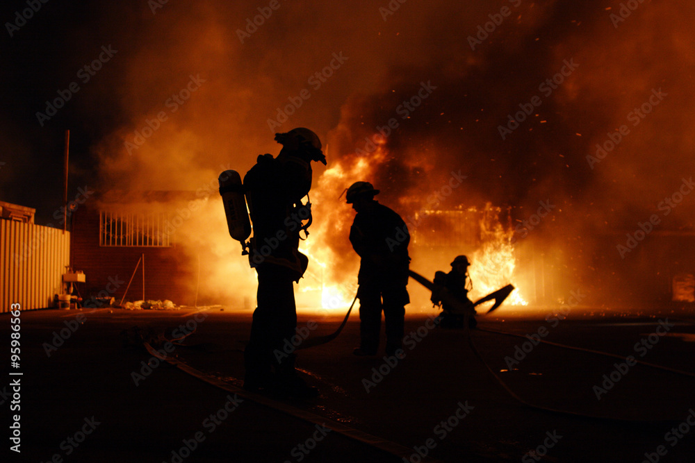 Fototapeta premium Firefighters Danger work