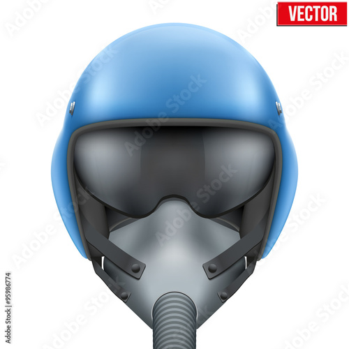 Military flight fighter pilot helmet. Vector.