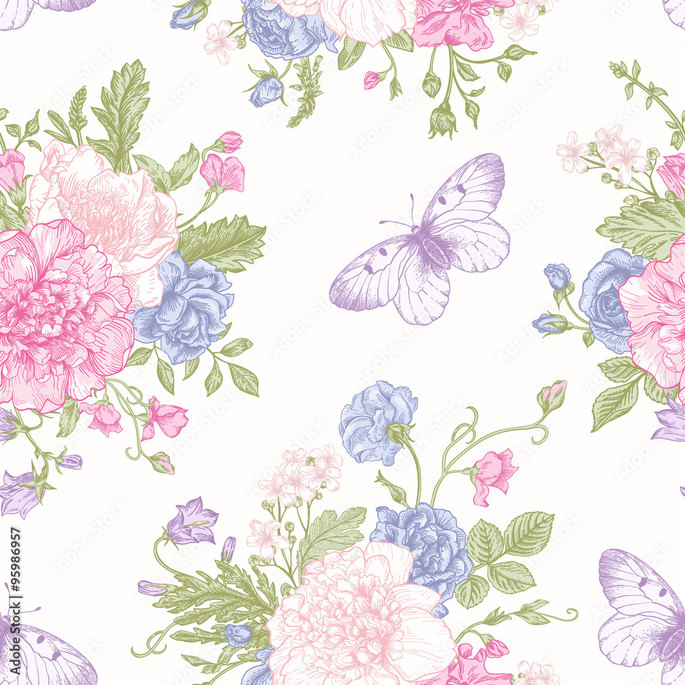 Fototapeta premium Seamless floral pattern.