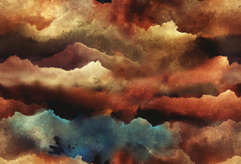 Wandcirkels Bergen patronen Aquarel abstract naadloos kleurenpatroon  © Shusha Guna