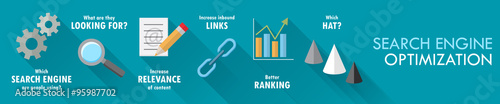 
SEARCH ENGINE OPTIMIZATION (SEO) Vector Flat Style Icons Banner