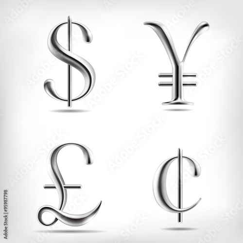 metal alloy currency signs set