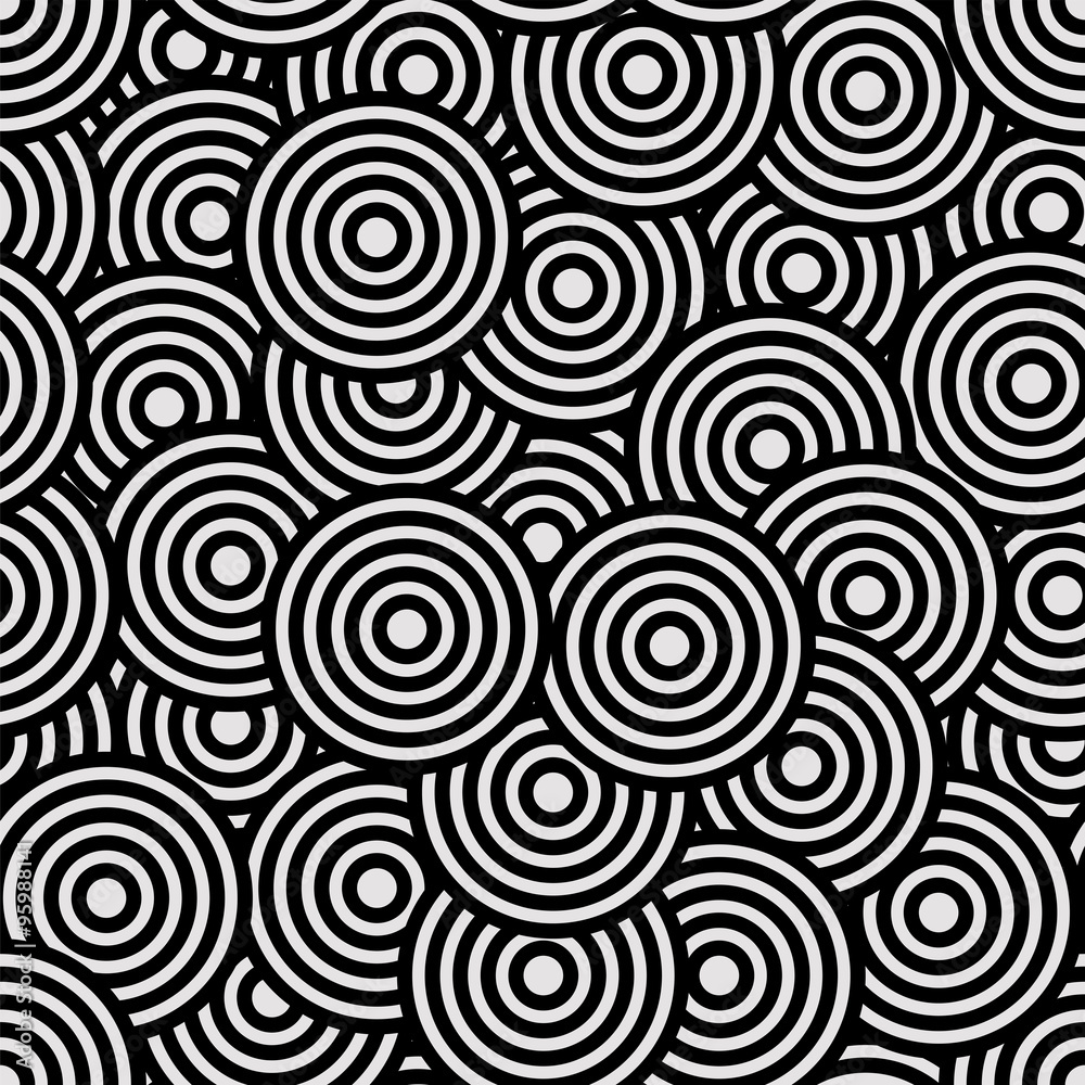 Black and white circles seamless vector pattern design. Black and white circles seamless vector pattern design.