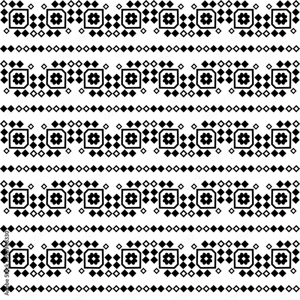 Seamless black and white vector background with decorative flowers Seamless black and white vector background with decorative flowers