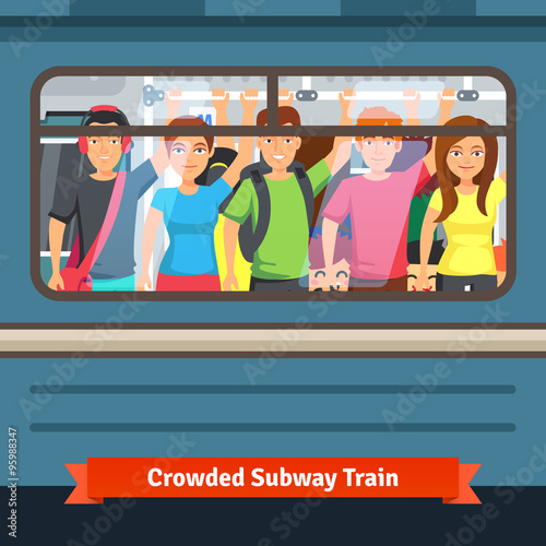 Crowded subway train
