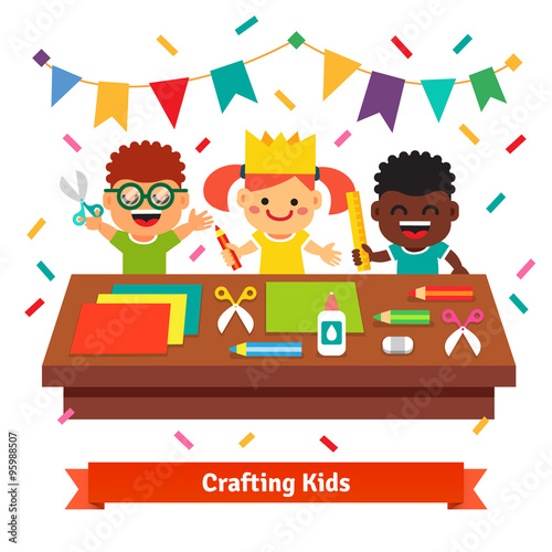 Kids crafts in kindergarten. Creative children