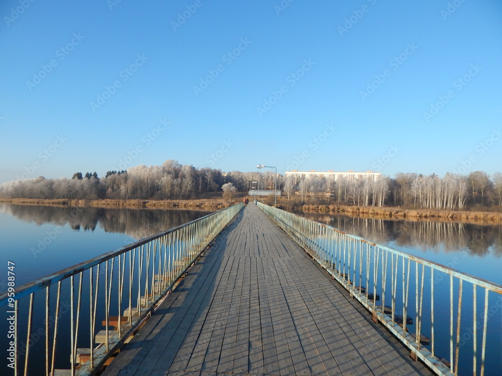 Blue sky and bridge in November Blue sky and bridge in November