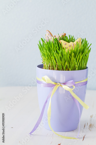 Easter cookies with grass