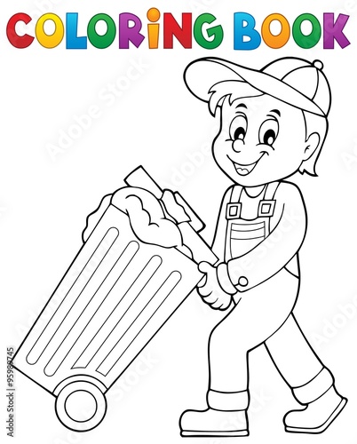 Coloring book garbage collector theme 1