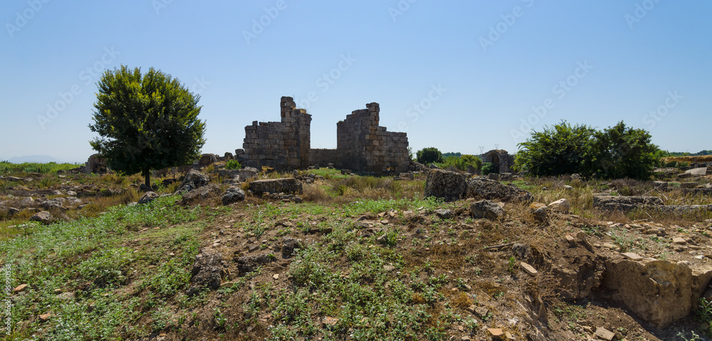 Ancient ruins of Perge. The ruins of an ancient Roman basilica.Turkey.