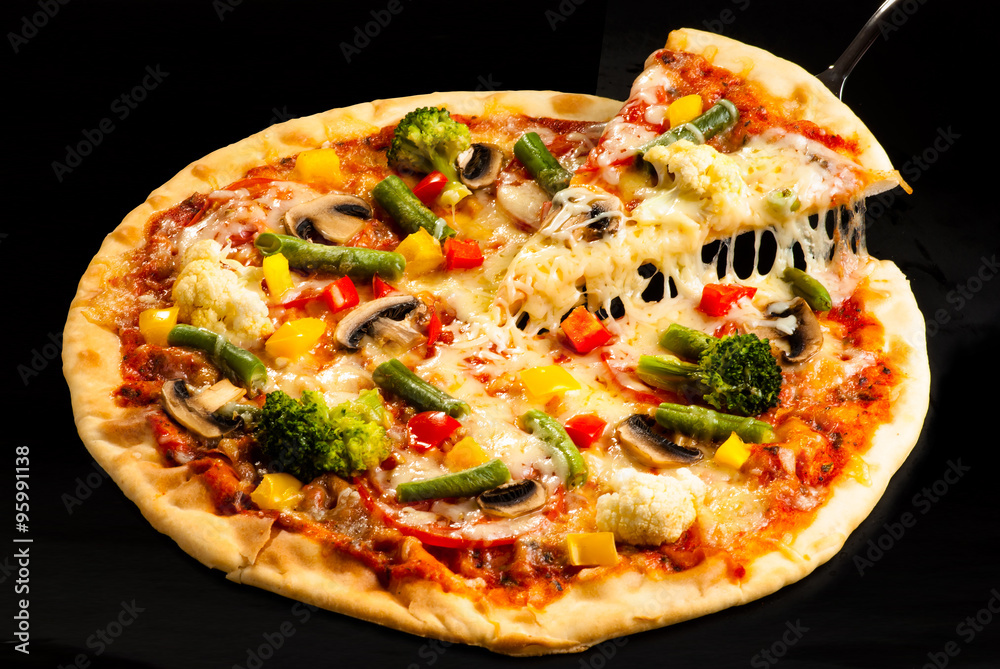 vegetarian pizza on the board vegetarian pizza on the board