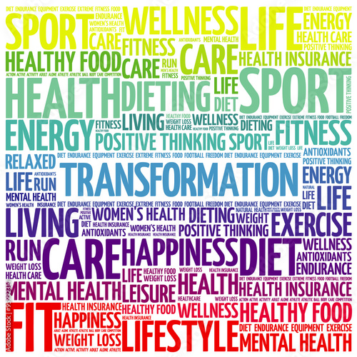 TRANSFORMATION word cloud background, health concept