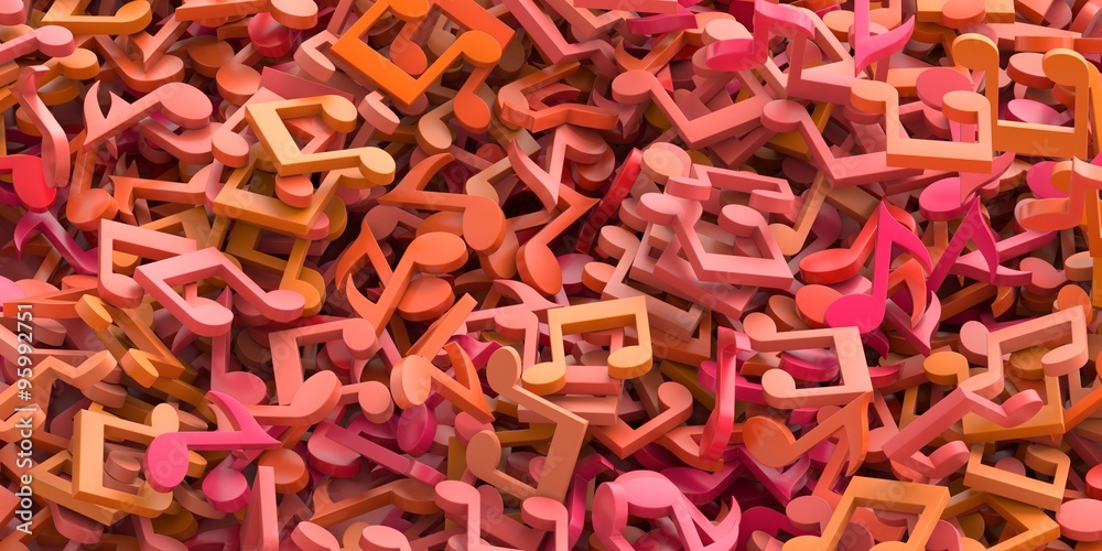 Fototapeta premium Musical notes background, 3d illustration