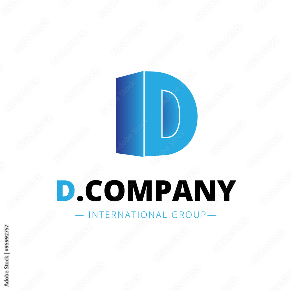 Vector isometric gradient D letter logo. Company sign