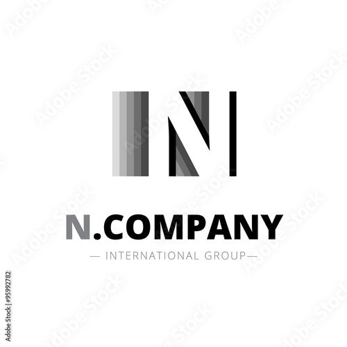 Vector creative abstract N letter minimalistic monochrome logo