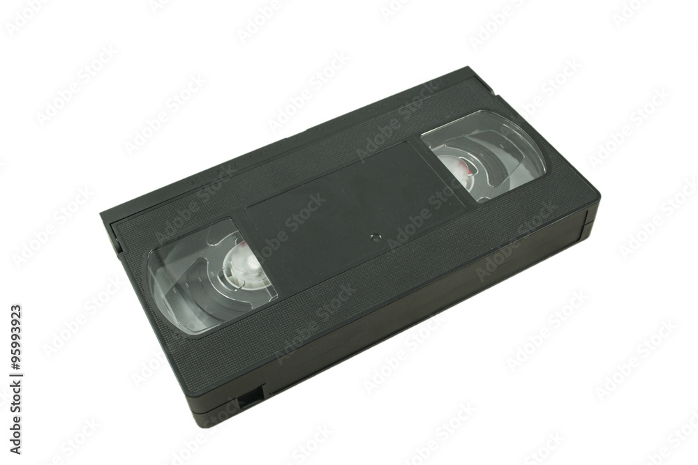 Vecchio VHS con polvere su sfondo bianco