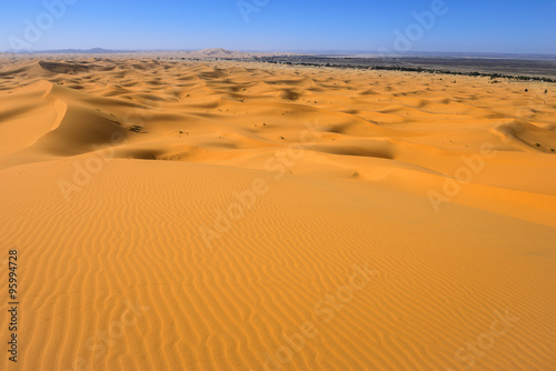 Sand dunes in the Sahara Desert, Merzouga (Morocco)