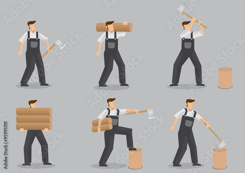 Woodcutter Vector Character Set