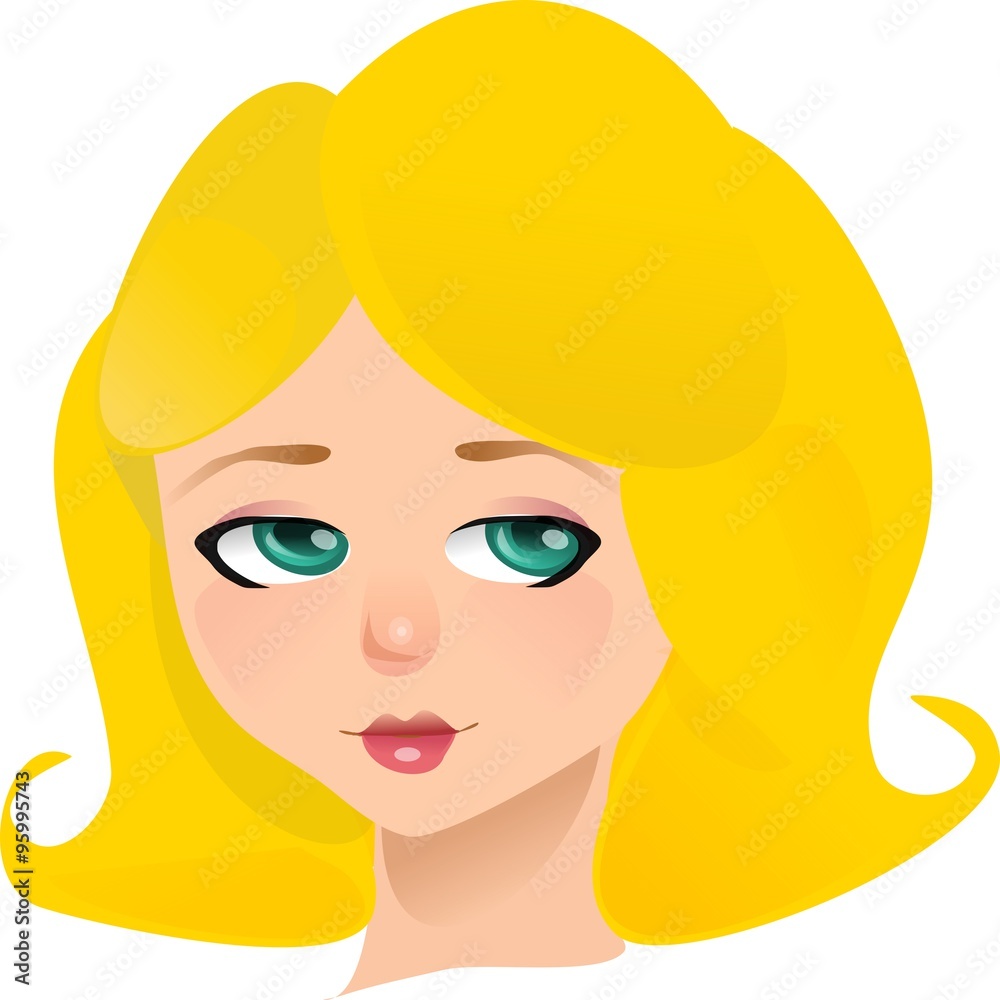 Blond cartoon woman with 60's hairstyle Stock Illustration | Adobe Stock