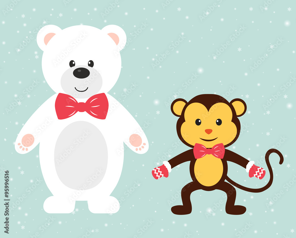 winter monkey and winter bear winter monkey and winter bear