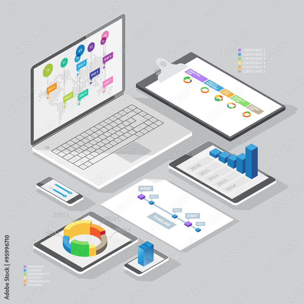 Isometric infographics design elements Isometric infographics design elements