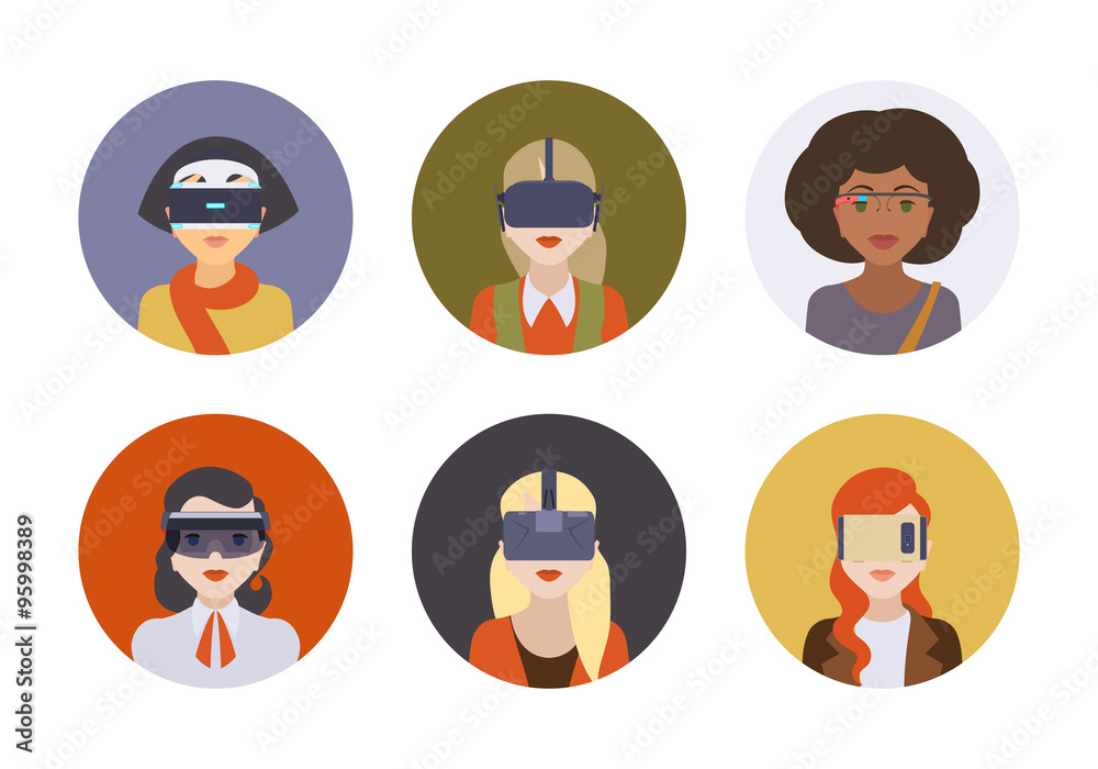 Women in the virtual reality headsets