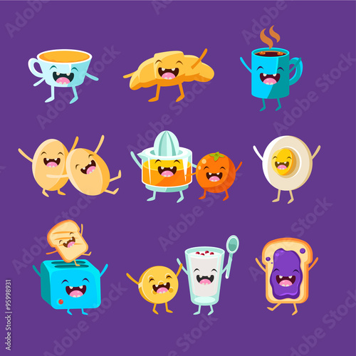 Fun Breakfast. Food with cute faces, happy