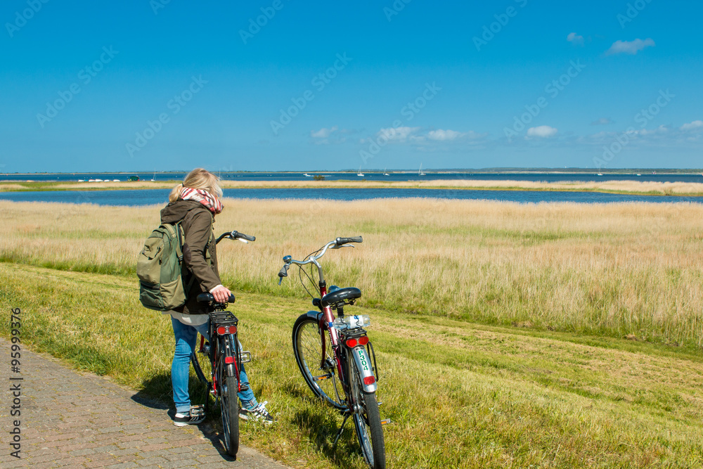Naklejka premium Radtour/Hiddensee/Bike tour baltic sea