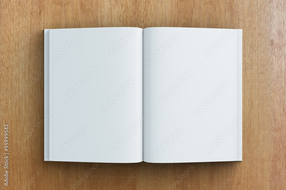 Blank pages of diary on wooden table, mock up Blank pages of diary on wooden table, mock up