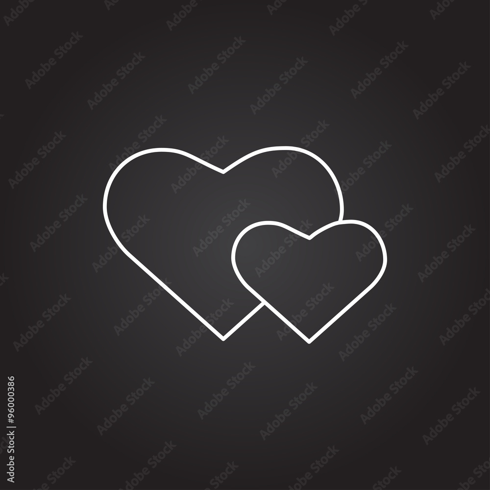 Vector two hearts icon 