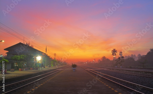 Railway Station at Twilight Time