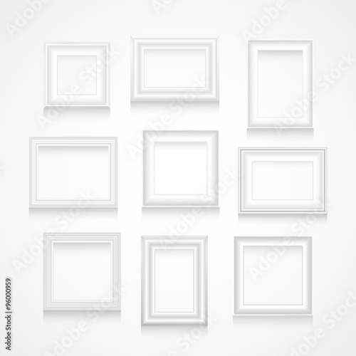 Vector set of white frames.