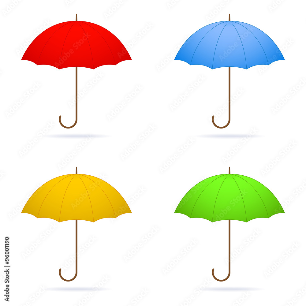 Four umbrellas.
