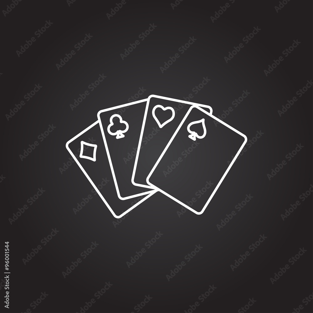 Vector game cards icon on dark Vector game cards icon on dark