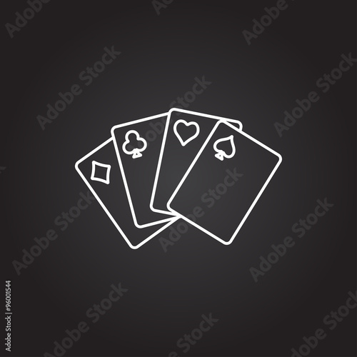 Vector game cards icon on dark